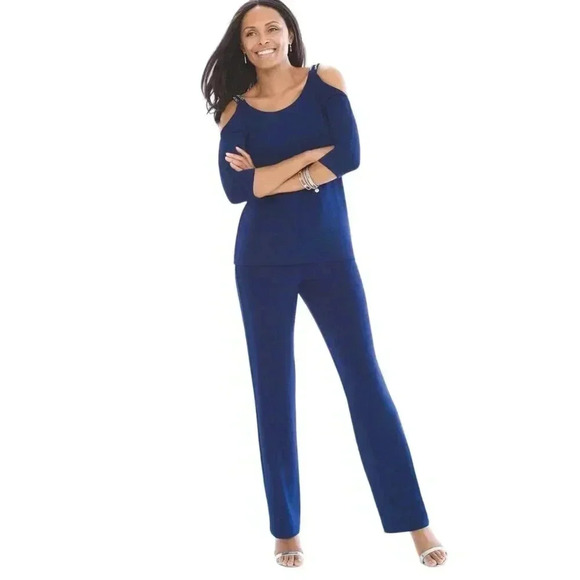 Chico's Travelers Blue Crotto No Tummy Pant / Size 3T - US Size 16T - Picture 3 of 12
